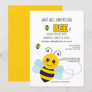 Cute Gender visar vad Baby Bee Baby Shower kommer Inbjudningar
