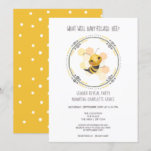 Cute Gender visar vad Baby Bee Baby Shower kommer Inbjudningar