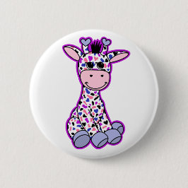 Cute Genderfluid Pride Flagga Giraffe Rosa Lila Knapp