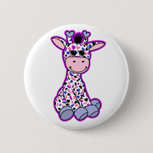 Cute Genderfluid Pride Flagga Giraffe Rosa Lila Knapp