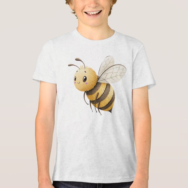 Cute Gentle Bumblebee Illustration T Shirt (Framsida)