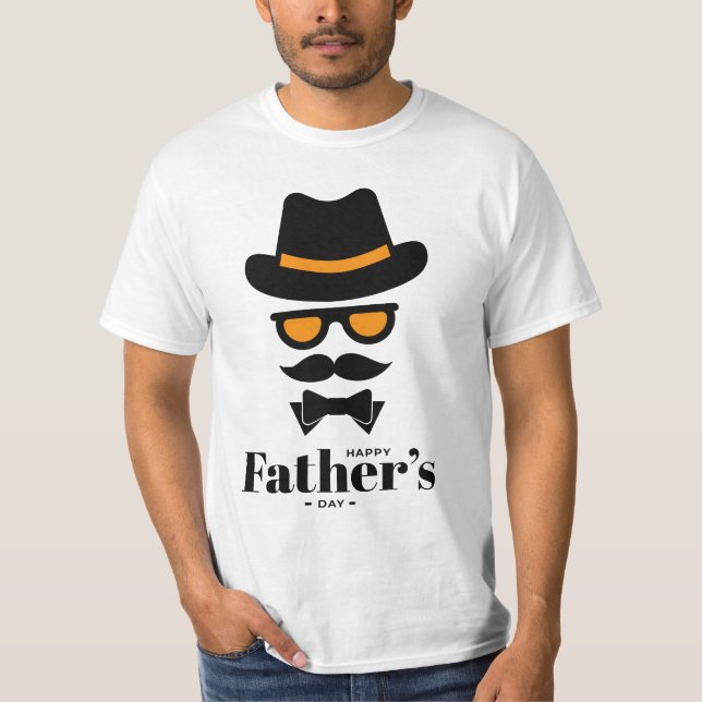 Cute gentleman Ansikte med Hat, sunglass, Mustache T Shirt (Framsida)