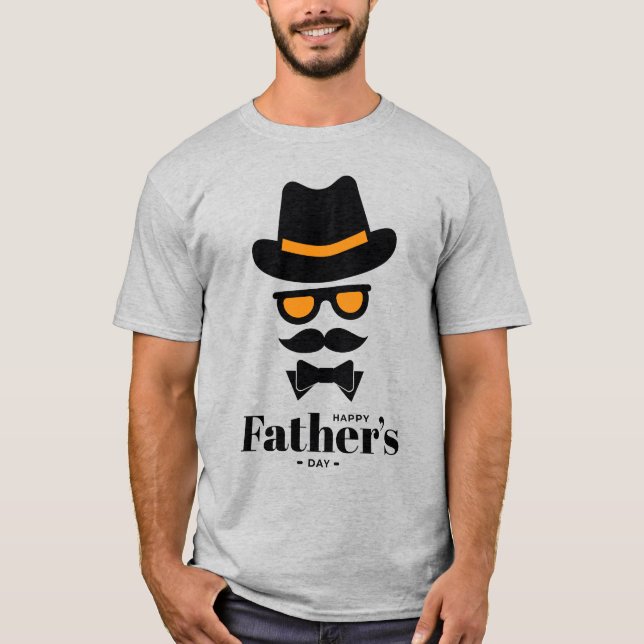 Cute gentleman Ansikte med Hat, sunglass, Mustache T Shirt (Framsida)