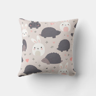 Cute Geometric Animals in Pastel Kudde