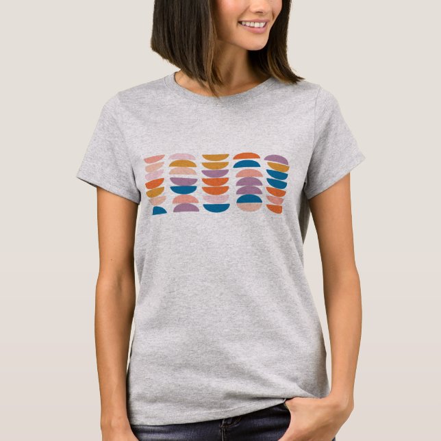 Cute Geometric HalMåne Shapes Mönster T Shirt (Framsida)