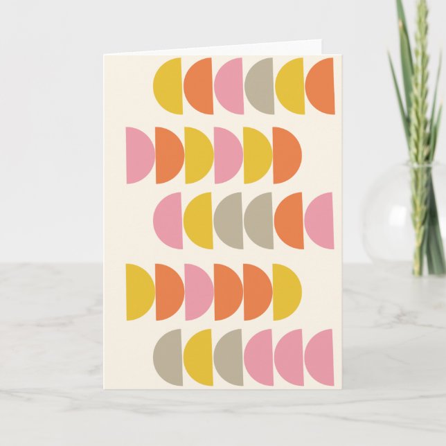 Cute Geometric Mönster i Rosa Gult och Orange Kort (Framsida)
