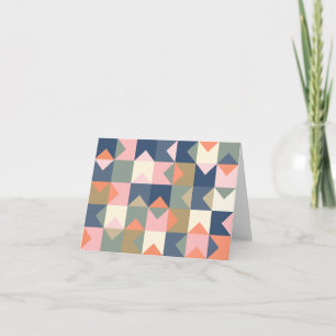 Cute Geometric Mönster i Snyggt Navy och Coral Anteckningskort