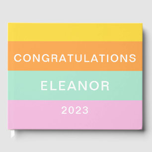 Cute Geometric Pastel Färg Block Personlig Gästböcker