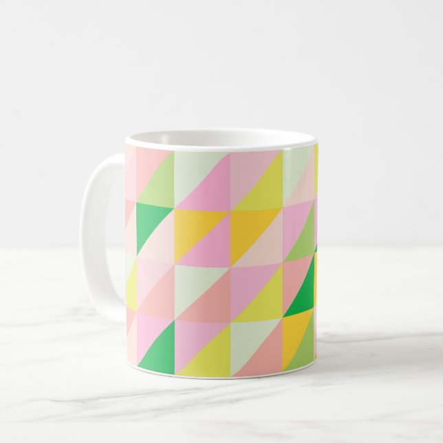 Cute Geometric Patchwork Mönster i Vår Färg Kaffemugg (Framsida vänster)