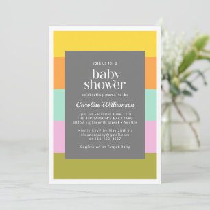 Cute Geometric Rand Bright Pastels Baby Shower Inbjudningar