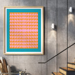 Cute Geometric Shape Mönster Rosa Orange Turcos Poster<br><div class="desc">En roligt,  färgstark,  fetstilt geometrisk triangel mönster-grafik ljusa färger av turkosblått,  orange och rosa.</div>