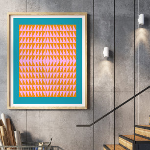 Cute Geometric Shape Mönster Rosa Orange Turcos Poster