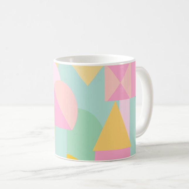 Cute Geometric Shapes Collage in Vår Pastels Kaffemugg (Framsida höger)