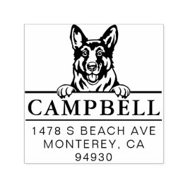 Cute German Shepherd Anpassningsbar Hund Adress Fr Självfärgande Stämpel