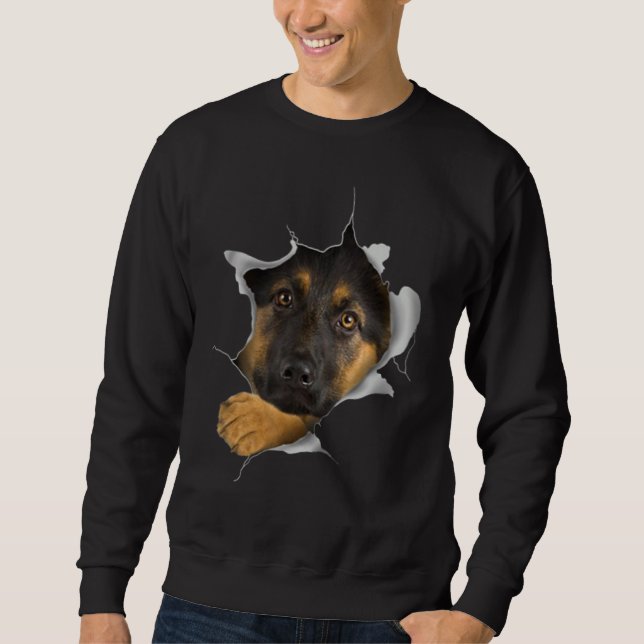 Cute German Shepherd Ansikte Inside Lång Ärmad Tröja (Framsida)