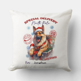 Cute German Shepherd Christmas Throw Pillow Kudde