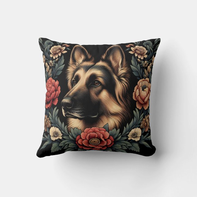 Cute German Shepherd Dog Pillow William Morris Kudde (Baksida)