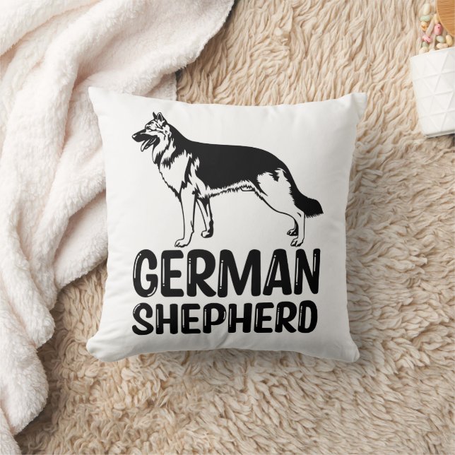 Cute German Shepherd Gift Black White Puppy Hund Kudde (Filt)