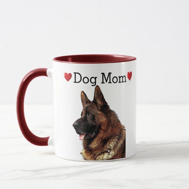 Cute German Shepherd Heart Hund Mamma Puppy Mugg (Vänster)
