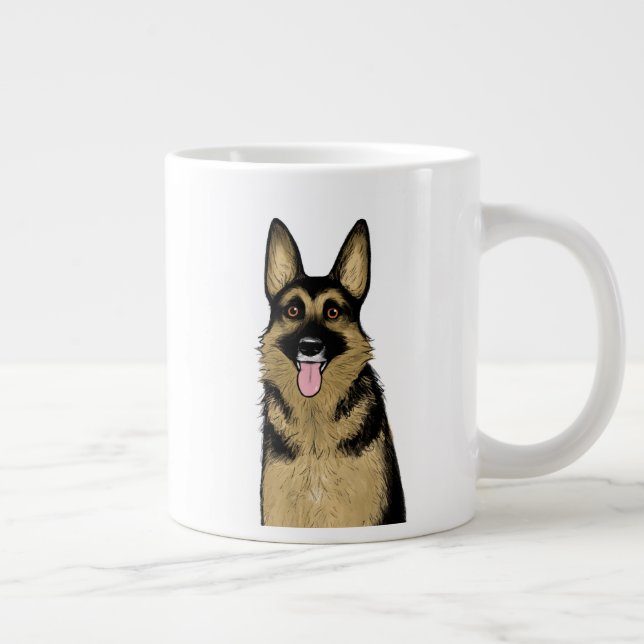 Cute German Shepherd Hund | Coola Pet Art Teckning Jumbo Mugg (Höger)