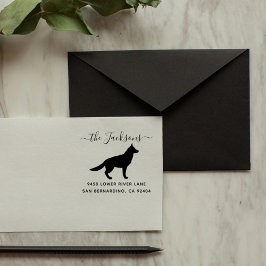 Cute German Shepherd Hund Family Returadress Stämpel