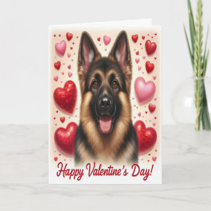 Cute German Shepherd Hund Glad Valentine Day Helgkort
