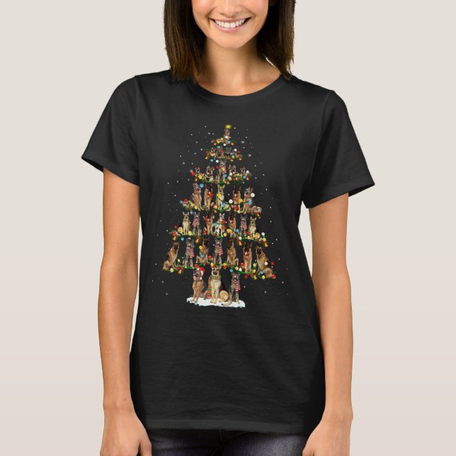 Cute German Shepherd hund Julgran presentdekoder T Shirt (Framsida)