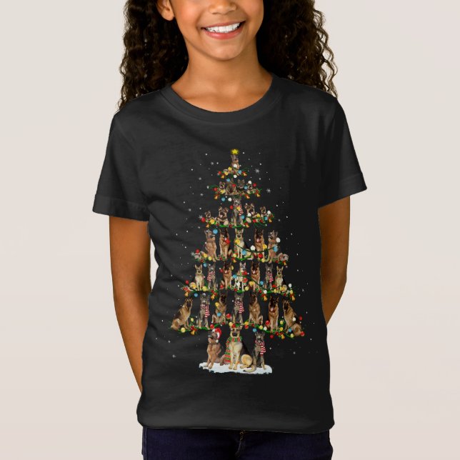 Cute German Shepherd hund Julgran presentdekoder T Shirt (Framsida)