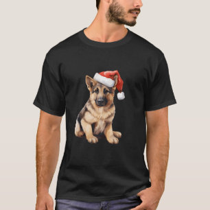 Cute German Shepherd Hund Puppy med Santa Hat Chri T Shirt