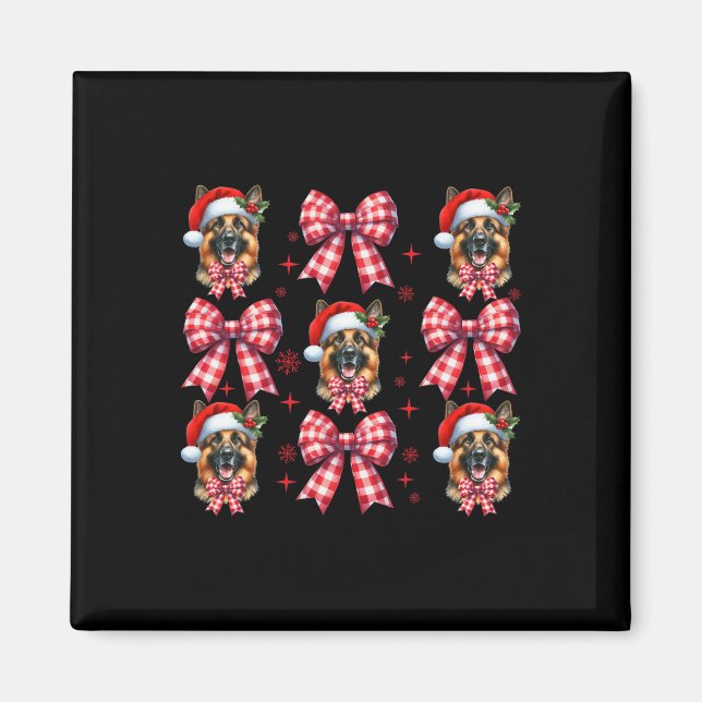 Cute German Shepherd Hund Red Play Coquette Bow Ch Magnet (Framsidan)