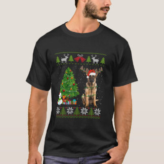 Cute German Shepherd Hund Santa Hat Ugly Sweater X T Shirt