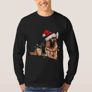 Cute German Shepherd Hund Santa Julgran Ligh T Shirt