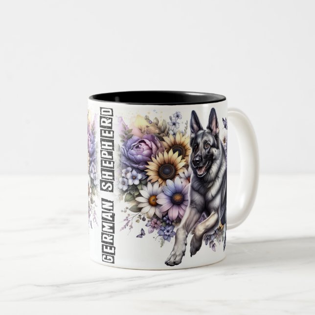 Cute German Shepherd Hund Två-Tonad Mugg (Framsida höger)