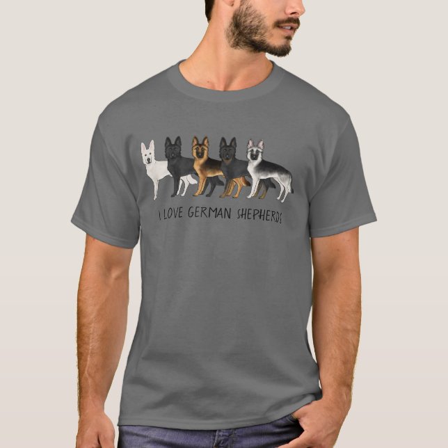 Cute German Shepherd Hundar I Kärlek German Shephe T Shirt (Framsida)