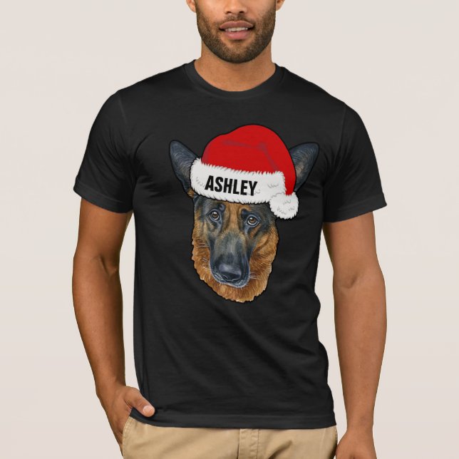Cute German Shepherd jul Hat Hund Big T Shirt (Framsida)