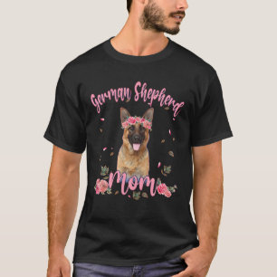 Cute German Shepherd Mamma Flower Hund älskare Wom T Shirt
