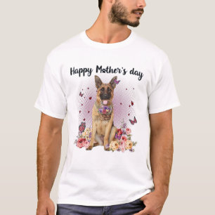 Cute German Shepherd Mamma Flower Lycklig Mors dag T Shirt