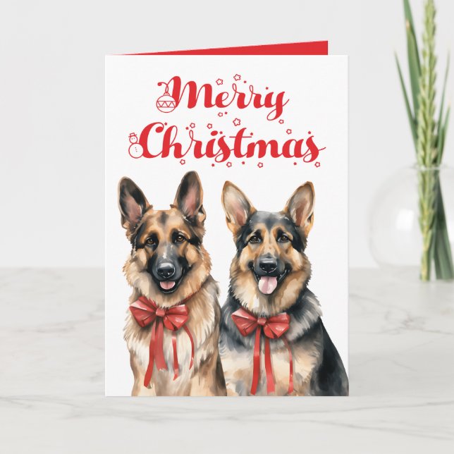 Cute German Shepherd Puppy Hund God jul Kort (Framsida)