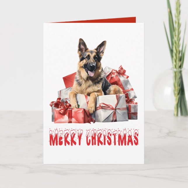Cute German Shepherd Puppy Hund God jul Kort (Framsida)