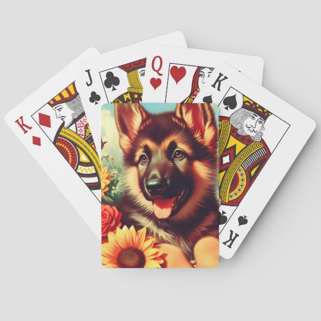Cute German Shepherd Puppy Painting Casinokort (Baksidan)