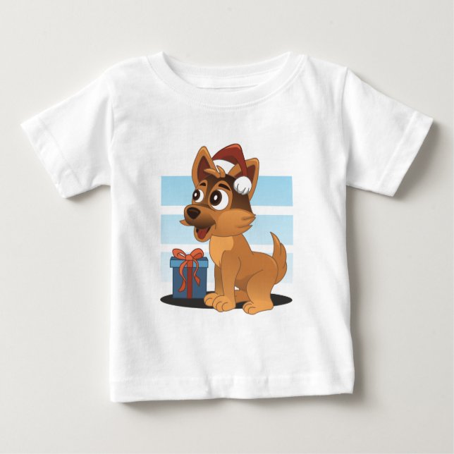Cute German Shepherd Tecknad T Shirt (Framsida)