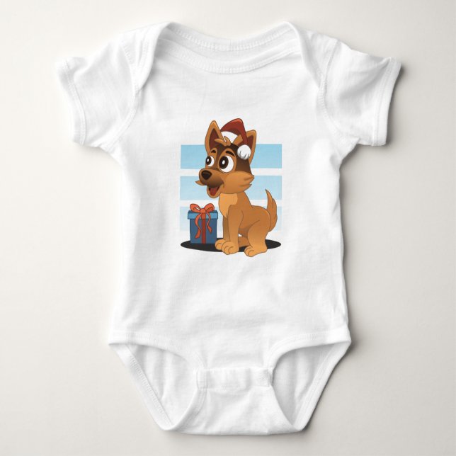 Cute German Shepherd Tecknad T Shirt (Framsida)