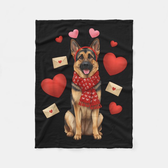 Cute German Shepherd Valentine’s Day Dog Mom - Ger Fleecefilt (Framsidan)