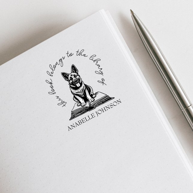 Cute German Shepperd Valp från Bibliotek i Bok Stämpel (Skapare uppladdad)
