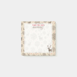 Cute Get Dash Woodland Reindeer Mönster | Tan Post-it Block