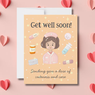 Cute Get well-on Kawaii Medical Tecknad Anteckningskort