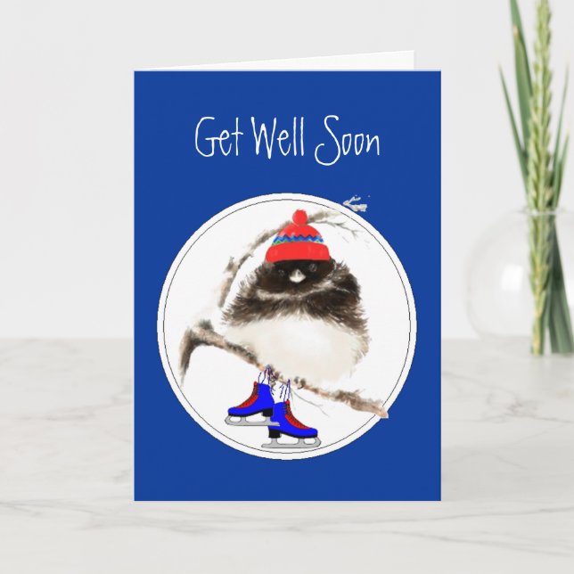 Cute Get well Snart, Figur Skating Sport Bird Kort (Framsida)