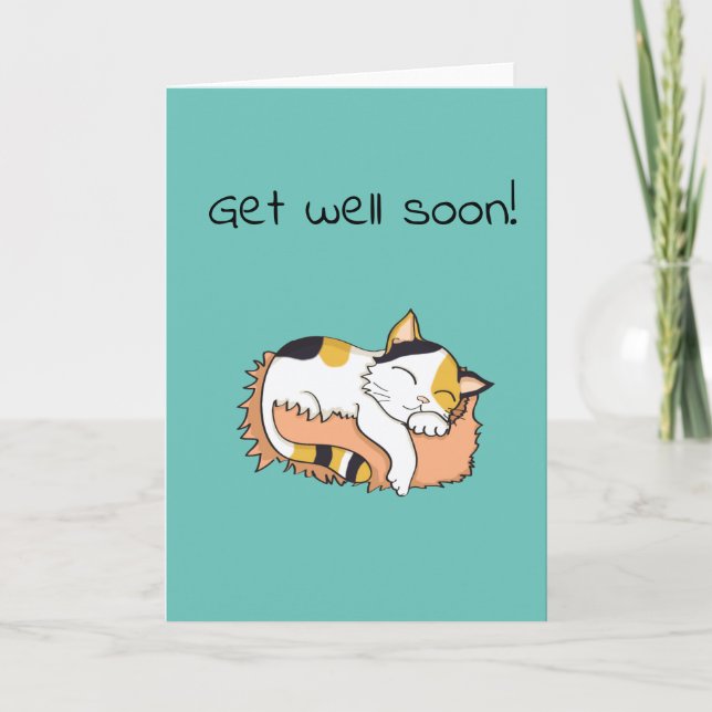 Cute Get well Soon Calico kattunge Kort (Framsida)