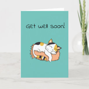 Cute Get well Soon Calico kattunge Kort