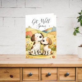 Cute Get Well Soon Dogs Card Helgkort